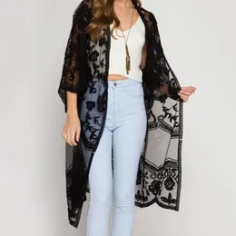Women's Blouses Lady Swimsuit Cover Up Stylish Lace Embroidered Cardigan Sheer Chic Versatile Outerwear For Beach Vacations Everyday