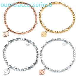 2024 Designer Luxury Brand Jewellery Chain 100% 925 4mm Round Bead Love Heart-shaped Bracelet Female Silver Bottom Plating for Girlfriend Souvenir Gift Fashion