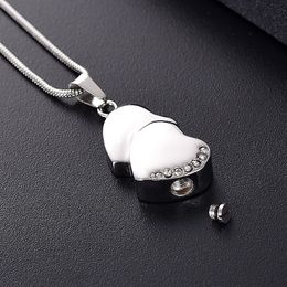 LKJ12447 Silver Tone Heart Cremation Pendant Men Women Ashes Holder Memorial Urn Necklace with Funnel & Gift Box302z