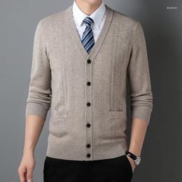 Men's Sweaters Super Fine Merino Wool Coats 2024 Spring Autumn Knitted Pure Man Single Breasted Cardigan