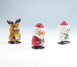 Lovely Christmas Plastic Windup Toys Santa Claus Snowman Clockwork Toys Children Jump Gift Cartoon Characters Christmas Gifts VT171327915