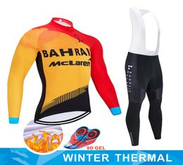 Winter Cycling Jersey Set 2020 Pro Team BAHRAIN Thermal Fleece Cycling Clothing Ropa Ciclismo Invierno MTB bike jersey bib pants k7159000