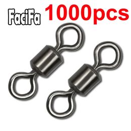 1000 pcs Stainless Steel Bearing Swivel Fishing Connector Solid Ring Sizes Rolling Swivel Fishing Accessories 240226