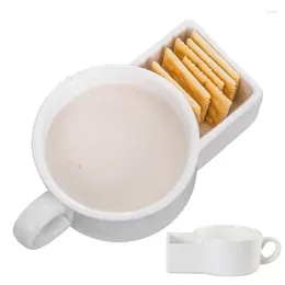 Mugs Soup Bowls With Cracker Holder 2-in-1 And Crackers Ceramic Mug Portable Veggie Snack & Dip Cup Kitchen Gadgets Coffee Cups