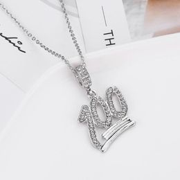 Fashion Simple Hollow Necklace Gold Full White Rhinestone 100 Points Pendant Jewelry Student Necklaces Jewelry Gift226a