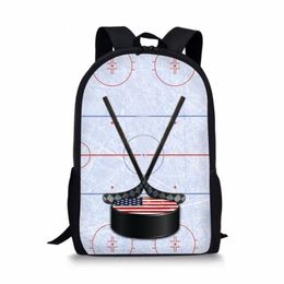 School Bags Cute Ice Hockey 3D Prints For Boys Teenager Girls Kids Backpacks Student Book Bag Travel Bagpack Mochila Escolar253Z