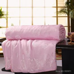 blanket mulberry silk blanket quilt comforter for winter summer king queen twin size white and pink handwork duvet329R