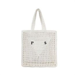 designer bag weave cross body bag woman crochet beach designer handbags classic white letter embroidery large capacity fashion tote bag travel luxury shoulder bags