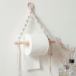 Tapestries Nordic Toilet Paper Holder Dispenser Hand-woven Tapestry Macrame Wall Hanging Bathroom Towel Rack Decoration