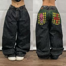 Men's Jeans Streetwear High Waist Wide Men Y2K Style Retro Harajuku Embroidered Hip Hop Baggy Pants Gothic Casual Oversize Trouser