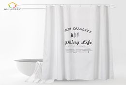 Aimjerry White Shower Curtain Fabric Waterproof Mildewproof Modern bathtub Bathroom Curtain With 12 Hooks Custom 7171 inch 060 205225270