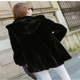 New Haining Autumn/Winter 2024 Women's Mid Length Korean Edition Slimming Long Sleeved Imitation Fur Mink Coat 3761