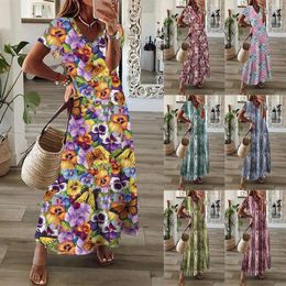 Spring And Summer Womens Bohemian Dress Style Printed Large Swing