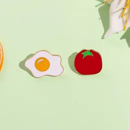 Brooches Learn To Cook Enamel Pins Tomato Scrambled Eggs Creativity Lapel Badges Cartoon Jewellery Gift For Kids Friends Wholesale