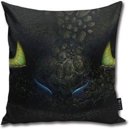 BLUETOP How To Train Your Dragon Face Pillow Cover 18 x 18 Inch Winter Holiday Farmhouse cotton Cushion Case Decoration for Sofa 294F