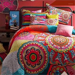 FADBoho Style Bedding Sets Boho Duvet Cover Set Bohemian Bedding Set Queen Size 4Pcs Cotton Bed Flat Sheet Bedclothes1295Z