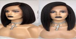Short Bob Lace Front Human Hair Wigs For Women Kinky Straight Hair Pre Plucked Brazilian Pre Plucked Hair5414833