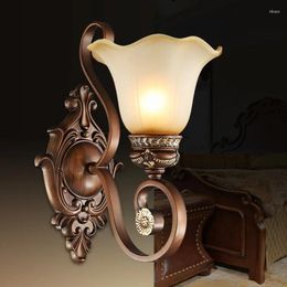 Wall Lamp American Retro Wrought Iron Country Living Room Background Simple Aisle Bedroom Bedside 1/2 Head Lamps E27