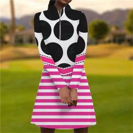 Dresses Minimalist Women's Golf Autumn Leisure Long Sleeve Dress Fitness Comfortable Long Sleeve Dress Outdoor Sports Short Dress