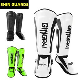 Thicker Boxing Shin Guards PU Leather Protect Leggings Equipment Martial Art Muay Thai Leg Taekwondo Feet Ankle Karate Protector 240228