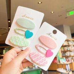 Hair Accessories 3pcs Children's Fabric Stripe Oval Clip Cute Candy Love Princess Exquisite Girls' Kids Headwear