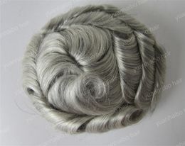 New arrival 6inch natural wave malaysian remy hair silver gray toupees for old men 2401087