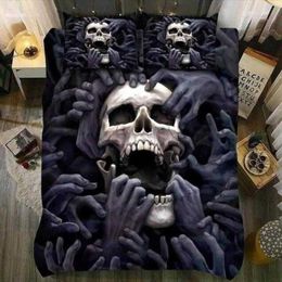 Fanaijia 3d Flower Bedding Set Queen Size Sugar Skull Duvet Cover with Pillowcase Twin Full King bedroom comforter set 210615209a