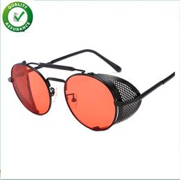 Luxury Designer Sunglasses for Women Mens Brand Fashion Metal Frame Side Round Vintage Retro Steampunk Gothic Hippie Circle Retro 235f