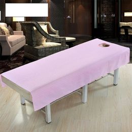 Cotton Massage Table Cloth Bed Cover Sheet Beauty Salon Spa Bed Cover Sheet with Face Hole Pure Color zk30227k