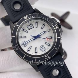 Drop - Mechanical Watch Mens Watches 46mm large white dial Rubber Strap Rotatable Bezel Fashion wristWatch253D