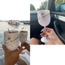 4pcs Wine PARTY White Champagne Coupes Cocktail Glass Champagne Flutes plating Wine Cup Goblet Electroplated Plastic Cups212U