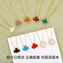 V Necklace Fanjia Clover Necklace Womens High Edition 18k Rose Gold Plated Pendant Red Jade Marrow Light Luxury