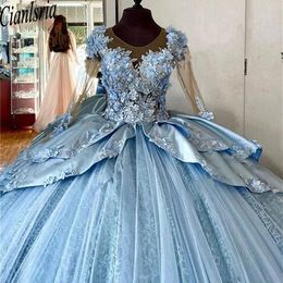 Quinceanera Dress 2024 Long Sleeves Princess Prom Ball Gown Sweet 16 XV Years Old Miss Birthday Pageant Mexican Dress