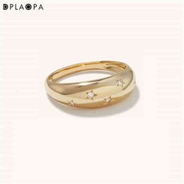 Dplaopa 925 Sterling Silver Gold La Dome Cz Zircon Star Ring Luxury Jewelry Screw Fine Fashion Round Wedding Jewels154p