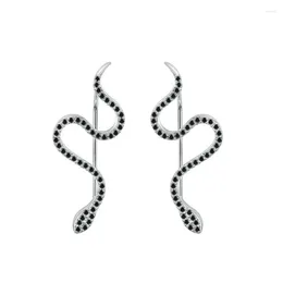Dangle Earrings 2024 Silver Colour Engagement Snake Drop For Women Black Spinel Female Earring Gift I198