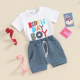 Clothing Sets 2Pcs Toddler Baby Boy Girl Birthday Outfit Letter Short Sleeve T-Shirt Tops Shorts Set Summer Clothes