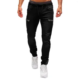 Men's Jeans Denim Men Fashion Casual Short Trouser Pure Colour Jean With Zipper Pocket Solid Pantalon Homme