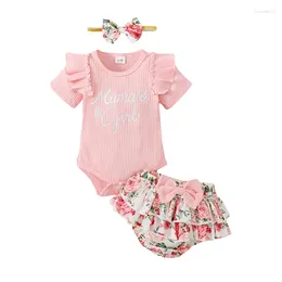 Clothing Sets Born Baby Girl Clothes Daddys Short Sleeve Romper Floral Shorts Headband Infant Summer Outfits