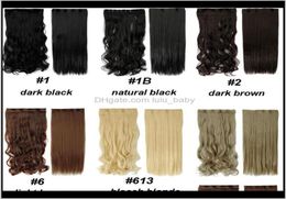 Pieces 1828 Long Clip In Extensions Synthetic 100 Real Natural Hair Extentions 34 Full Head 1 Piece Black Brown 162Jp Gu8Yu6943322