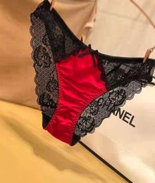 Women's Panties European And Aman Sexy Colour Matching Satin Briefs Lace Jacquard Breathable Cotton File Ladies Underwear Charming Shorts2631807