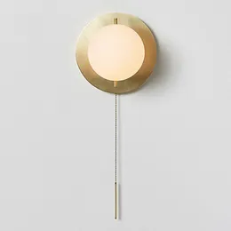 Wall Lamp Postmodern Minimalist American Designer Glass Round Personality Living Room Bedroom Corridor Brass Light