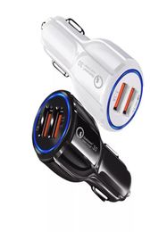 New Car Charger 6A Universal QC30 39W Dual USB For Mobile Phone Adapter Clear LED Display Fast Charging4807150