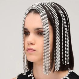 Hair Clips & Barrettes Stonefans Luxurious Headdress Hat Rhinestone Tassel Head Chain Band Crystal Multi Strand Headband Chains He259c