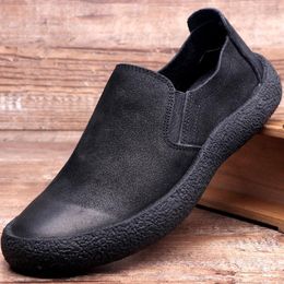 Casual Shoes Vintage Men Genuine Leather British Style Simple Joker Flats Autumn Designer Loafers