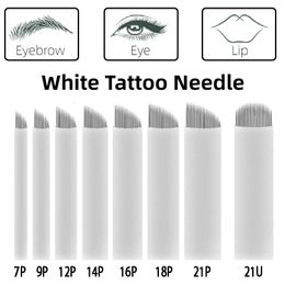 Microblading Tattoo Needle White Needle Piece 0.18mm Handmade Tattoo Needle Lip Eyebrow Semi-permanent Makeup Tattoo Accessories 240226