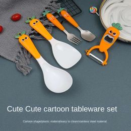 Dinnerware Sets Portable Spoon Cartoon Round Mouth Creative Design Smooth And Surface Every Bite Is Reassuring Stainless Steel