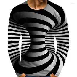 Mens T Shirts Spring And Summer Fashion Personality 3D Pattern Simple Harajuku Hip Hop Street Style Clothing Long Sleeve Top T-shirt