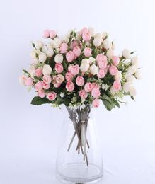 white mini silk rose artificial flowers for wedding decoration bride fake flower bouquet diy home decor art accessories for vase6345494