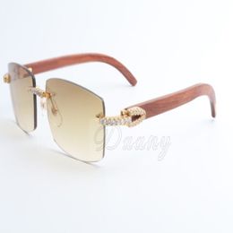 New direct s limited edition large diamond high quality sunglasses men and women wood sunglasses 3524012 2 Size 56-18-135mm212K