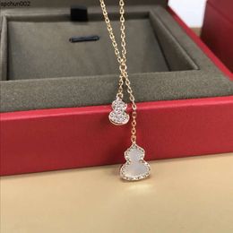 Designer Jewellery Diamond Pendant Necklace Classic Titanium Steel Diamonds Bottle Gourd Necklaces 18k Gold Plated Women Luck High Quality N3y5